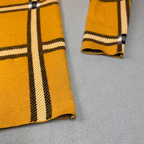 Tahari Sweater Womens Medium Gold White Black Plaid Mock Turtleneck Pullover - Picture 10 of 11